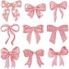 9Pcs Pink Multiple Options  Bows Embroidered Patches Applique Clothing Patch Decoration