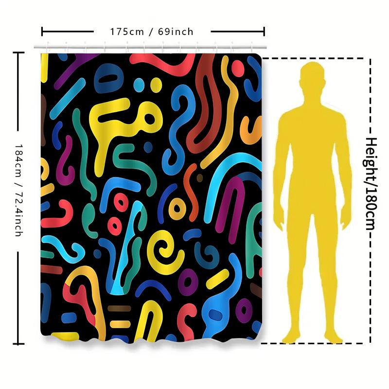 Colorful Abstract Pattern Shower Curtain For Modern Bathroom Decor - Vibrant And Fun Design Waterproof Polyester Easy-Clean