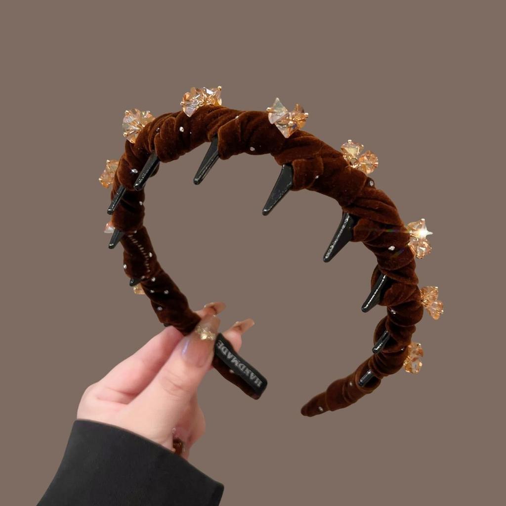 High-End Women's Bow Headband with Teeth - 2025 Face Washing & Hair Pressing Accessory