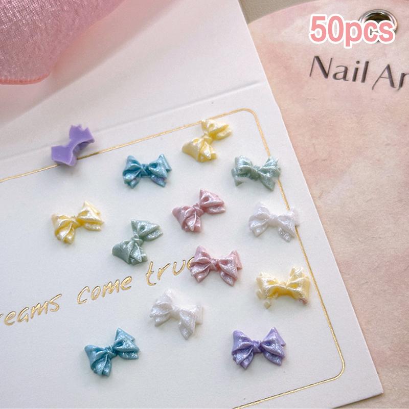 

50 шт. Перламутровые бантики для нейл-арта, для украшения ногтей, дизайн, аксессуары для маникюра, бантики, товары для рукоделия своими руками