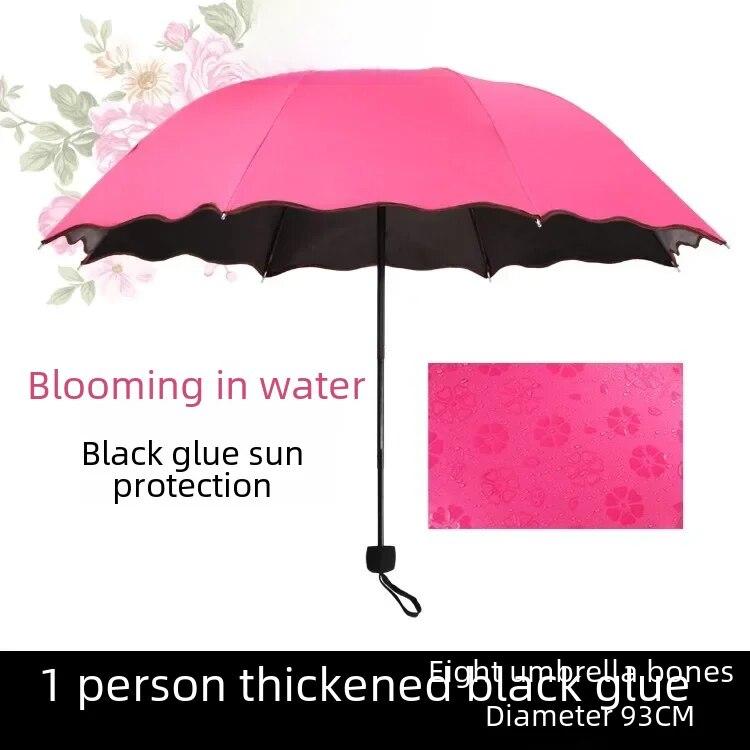 Women's Umbrella Sunshade Rain Sun Dual Purpose Thickened Black Glue Sunshade Umbrella Foldable Fold Uv Protection
