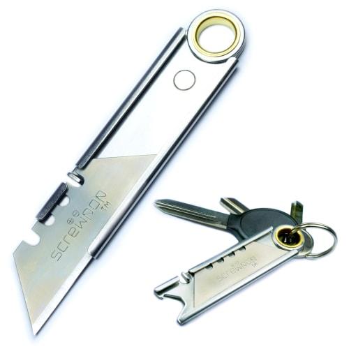 

Screwpop Stainless Steel Utility Knife Mini Knife 3.0 (Utility Knife 3.0 for Keychain) with Keychain Multi-Tool, Carabiner, Cutter, and Bottle Opener