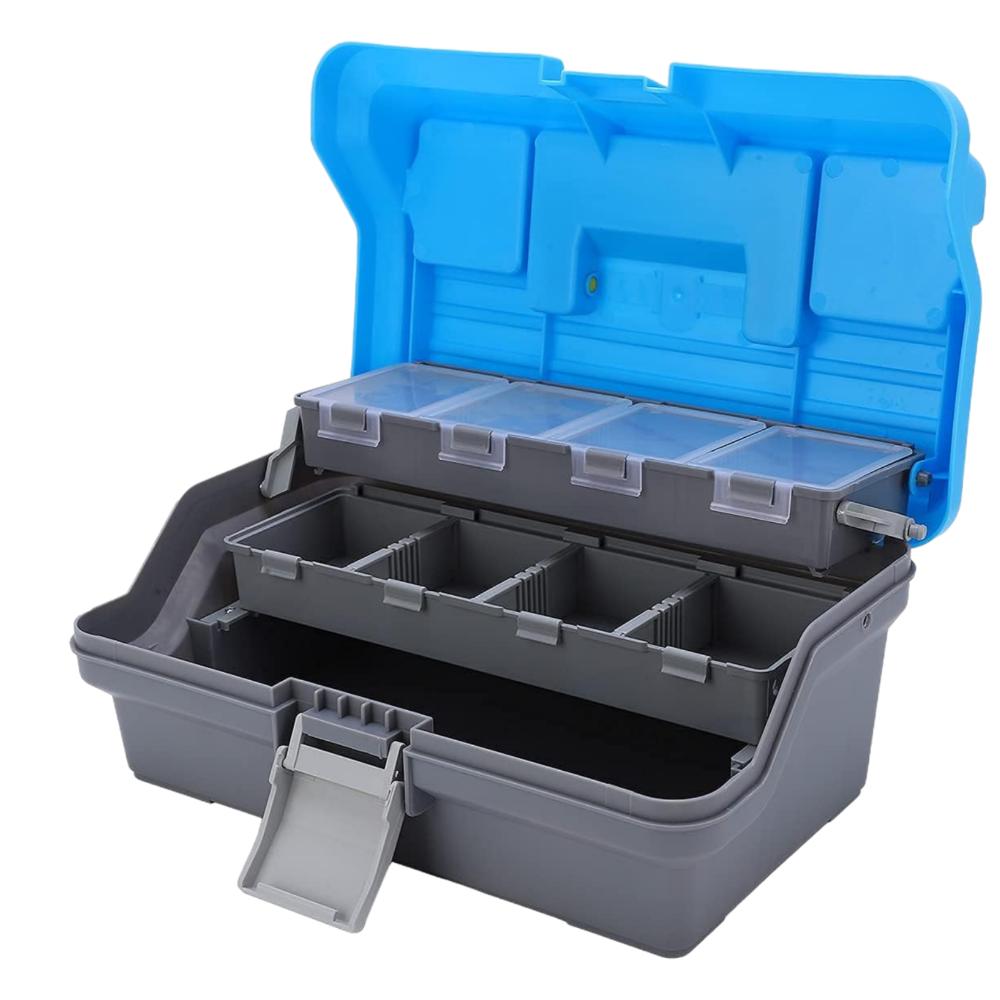 

3-слойный ящик для рыболовных аксессуаров, портативный ящик для хранения фурнитуры для хранения рыболовных снастей сине серый