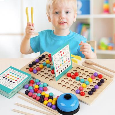 Holz Steckbrett Perlenspiel Zuordnungs-Sortierspiel Feinmotorik Lernspielzeug 2 Spieler für Mädchen und Jungen Kinder Kleinkinder