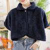 Chal Envolvente de Forro Polar de Poliéster Ultracálido Estilo Casual Color Sólido Poncho Capa Artesanía de Punto Cómodo Cortavientos Hogar Chal Cálido