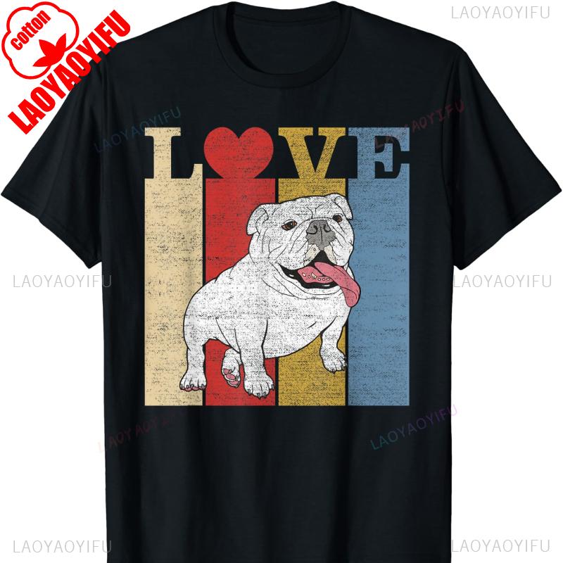 Bulldog Dog Dad Mom Lover Retro Vintage Bulldog Gift TShirt Graphic TShirts Clothes Clothing Gothic Shirts for Tops Unisex