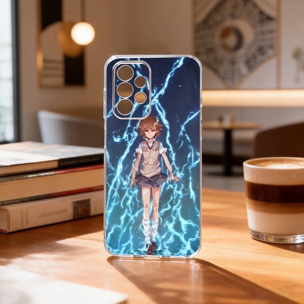 Misaka Mikoto Railgun Electric Warning PhoneCase Transparent Silicone Soft For Samsung S25,S24,S21,S22,S23,S30,Ultra,S20,Plus,Fe