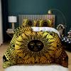 Bohemian Duvet Cover Set Golden Sun Twin Bedding Set Boho Style for Teens Adults Double Queen King Size Polyester Qulit Cover