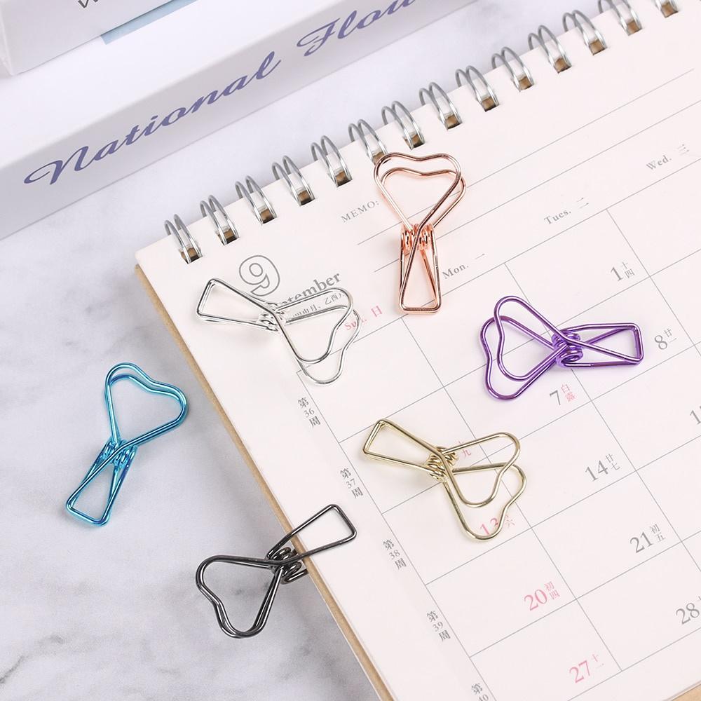 2Sets Hollowed Out Design Metal Binder Clip Long Tail Clips Office Hand Book Folder Paper Organizer Stationery Fish Clip