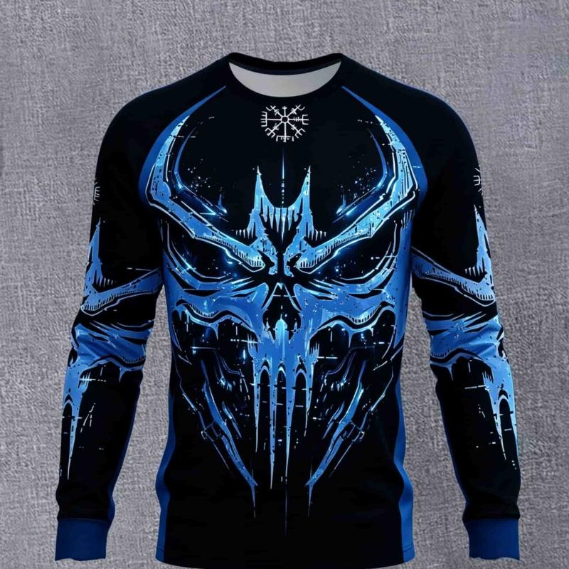 Men's 3D Stripe Printed Long-sleeved T-shirt, Comfortable, Breathable and Versatile Men's Top