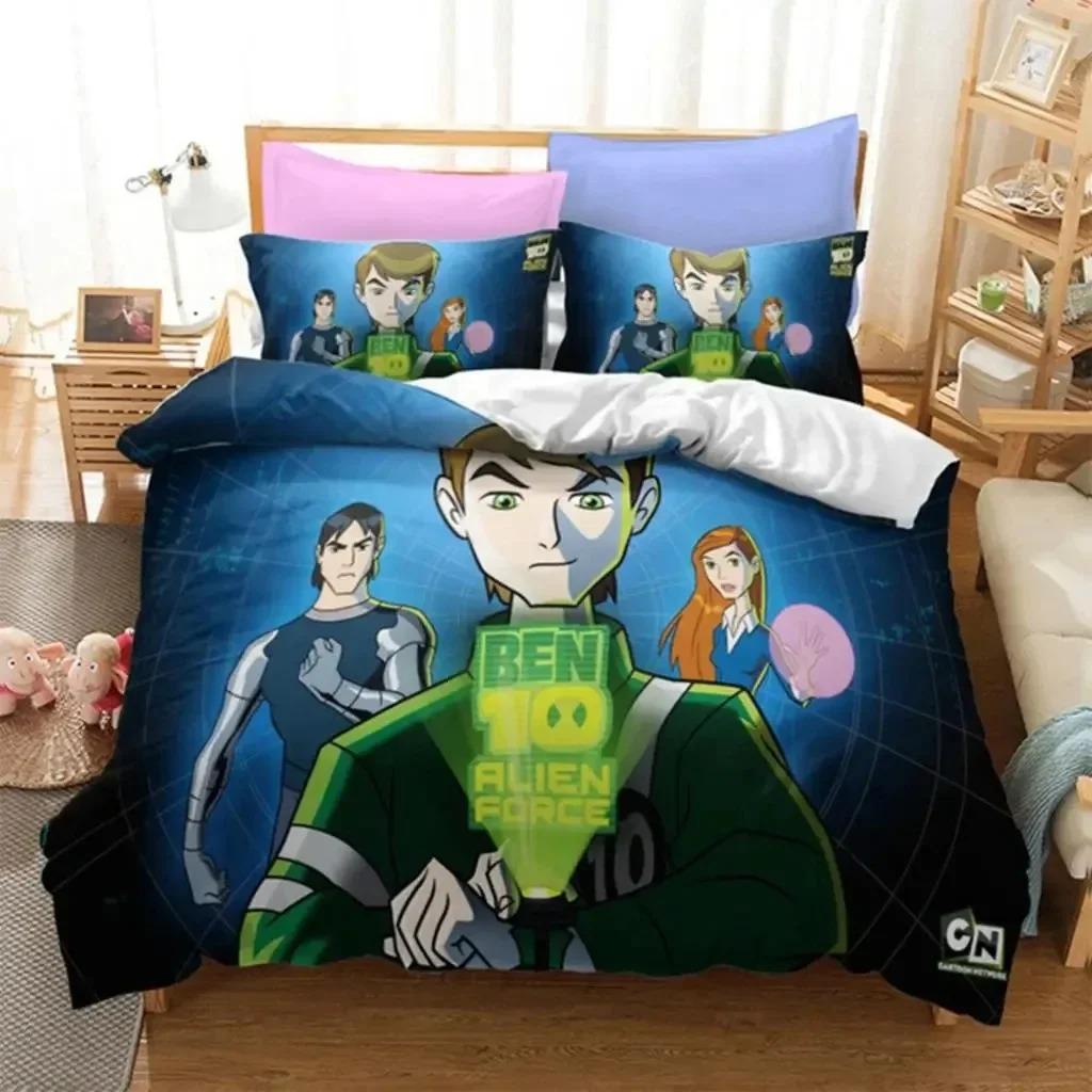 3D Print Ben Alien Force 10 Teenage Hacker Bedding Set Boys Girls Twin Queen Size Duvet Cover Pillowcase Bed Kids Adult