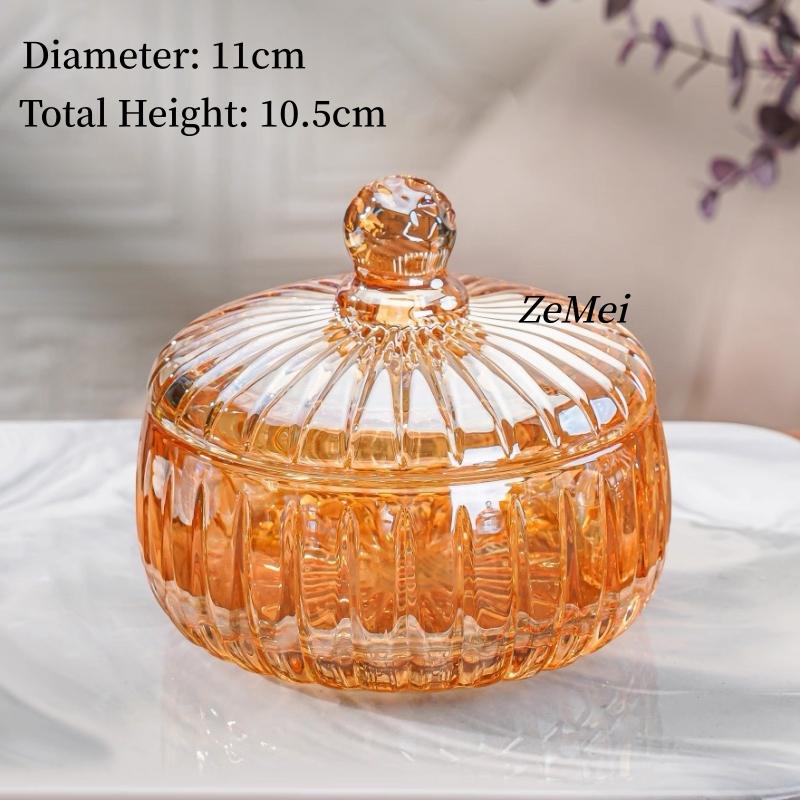 European-Style Crystal Glass Candy Jar,Jewelry Organizer Glass Jar With Lid Aromatherapy Candlestick Container Home Decoration