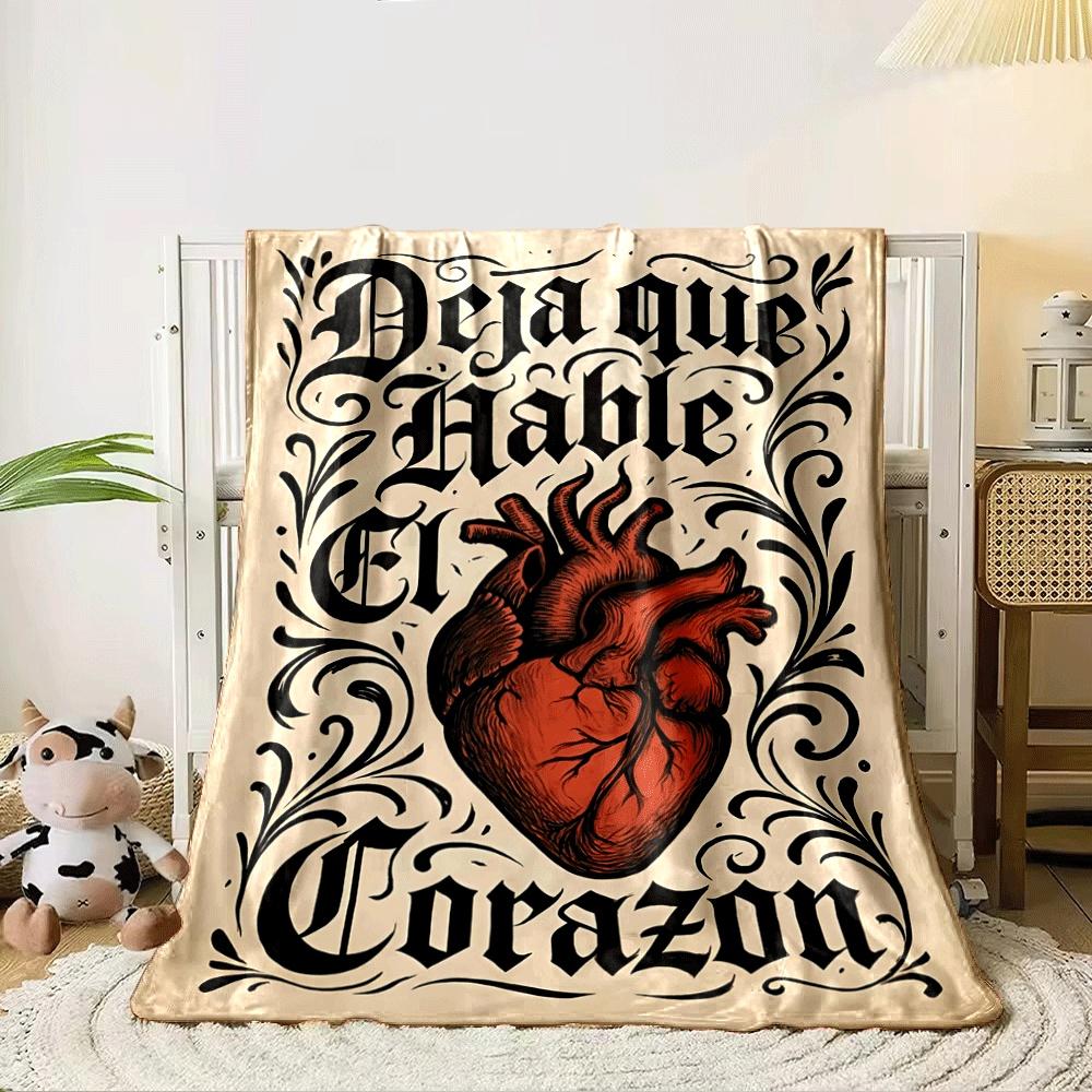 Ornate lettering and a detailed anatomical heart with swirling accents. for all seasons blanket lunch break throw gift 80cm x 120cm
