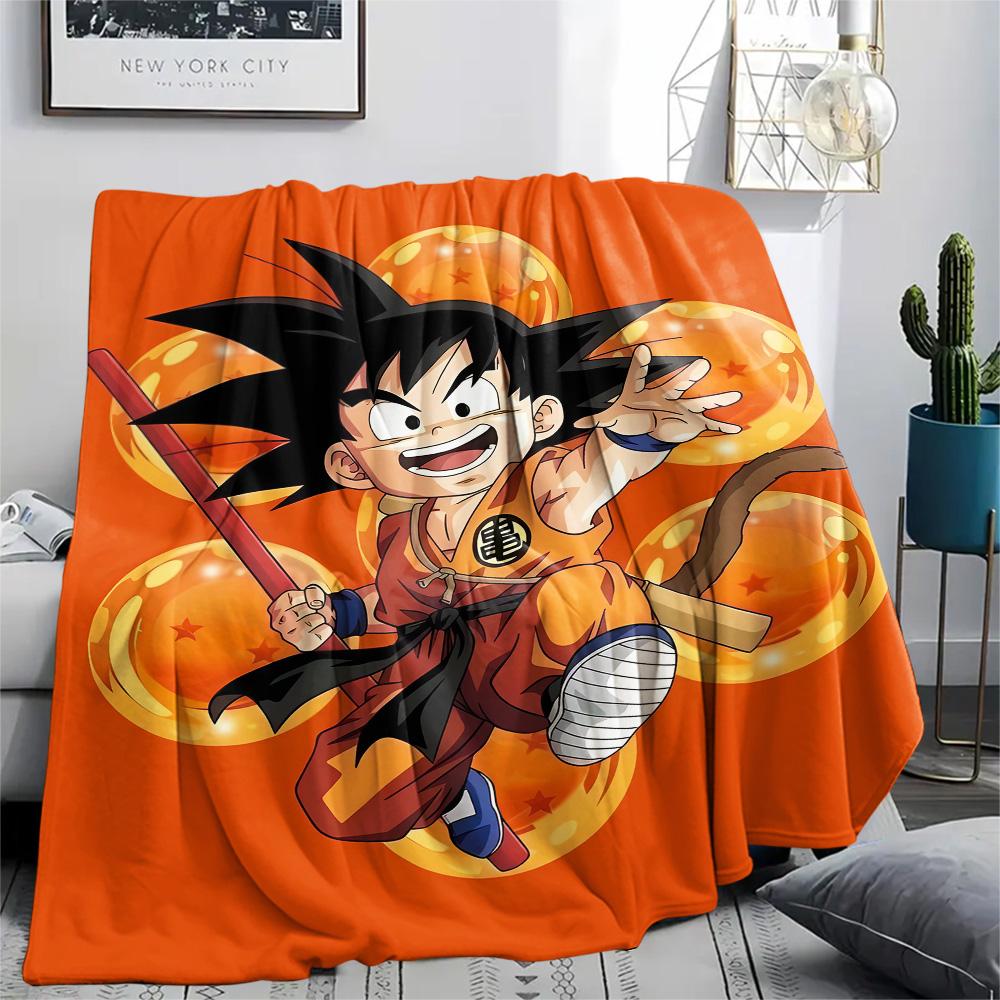 1PC Son Goku Patterned Flannel Blanket Suitable For All Seasons For Home Decor Warmth And Comfort Gifts Holiday Present