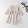 Girls' Spring Retro French Lace Long Sleeve Dress