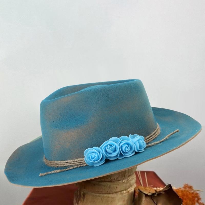 Wool Homburg Panama Hat Exotic Hat for Women Men Photo Props Western for Men Women Unisex Wear Headwear