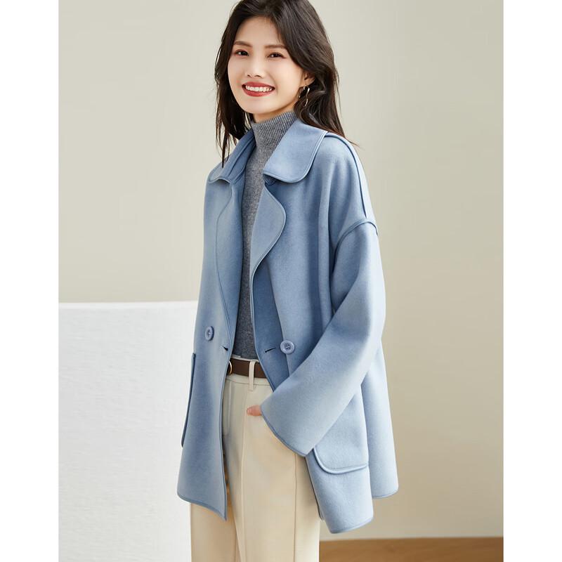 Demana Women's Double-breasted Lapel Mid-length Drop Shoulder Coat