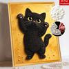 Framed Pearl Painting Kit Cute Black Cat Design 3D Shiny Bead Art Canvas for Bedroom Living Room Decoration Wall Hanging Art Craft Gifts