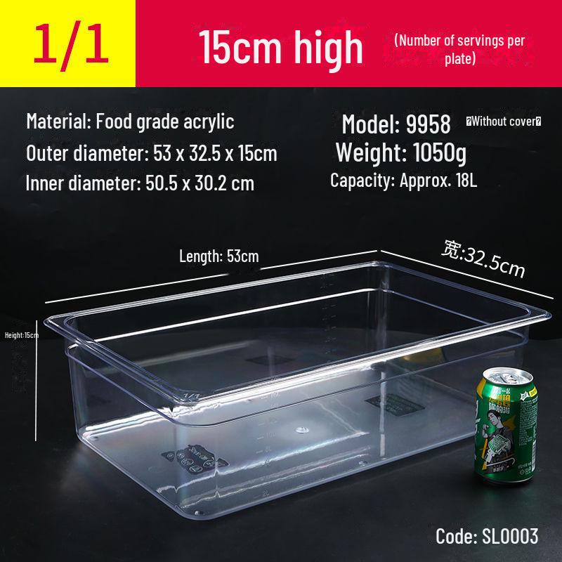 Transparente rechteckige Acryl-Heißtopfschale und Frischhalte-Obst-Auslagebox