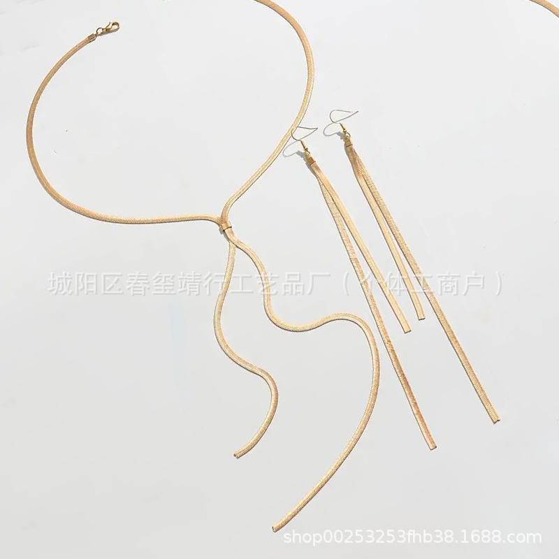 

Accessories hip hop simple snake bone chain collarbone chain chocker niche metal chain necklace золотий жовтий колір