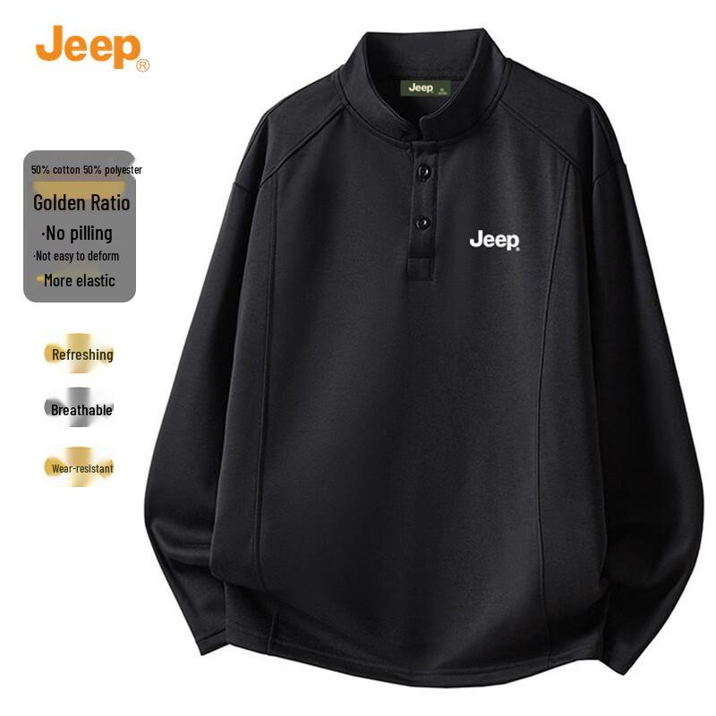 JEEP Men s Stand Collar Solid Color Sweatshirt 3XL