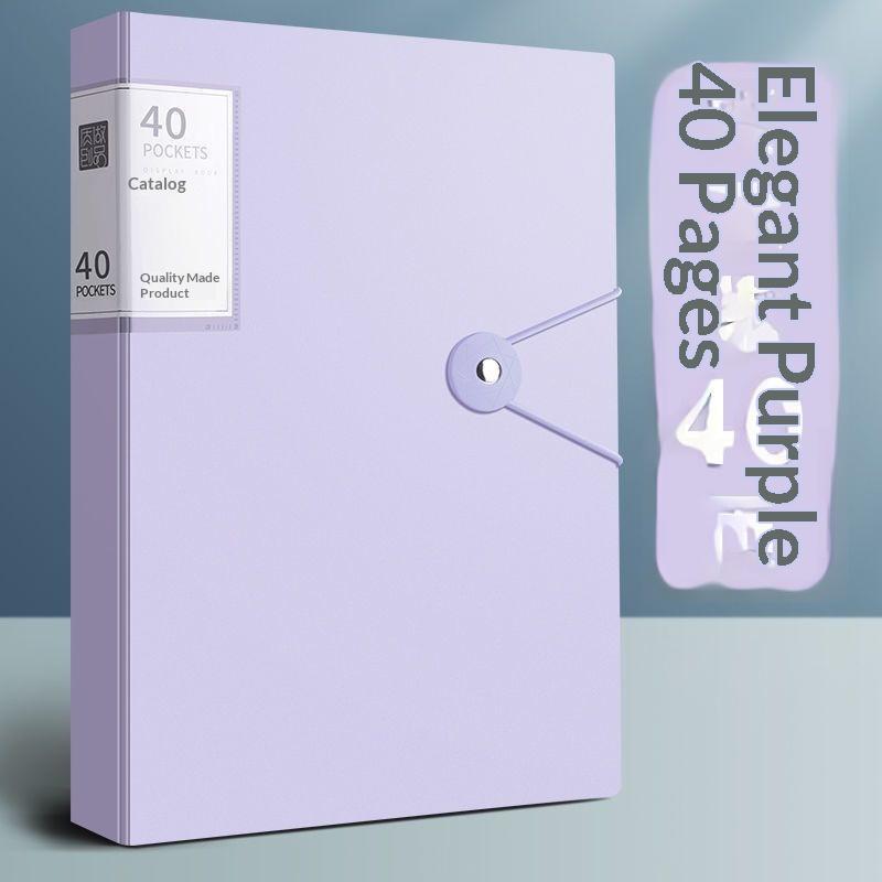 

1Pcs Pp High Transparency And Waterproof Insert Brochure 60/100 Pocket A4 File Folder Suitable For A4 Size Documents And Papers Purple 60 Pocket
