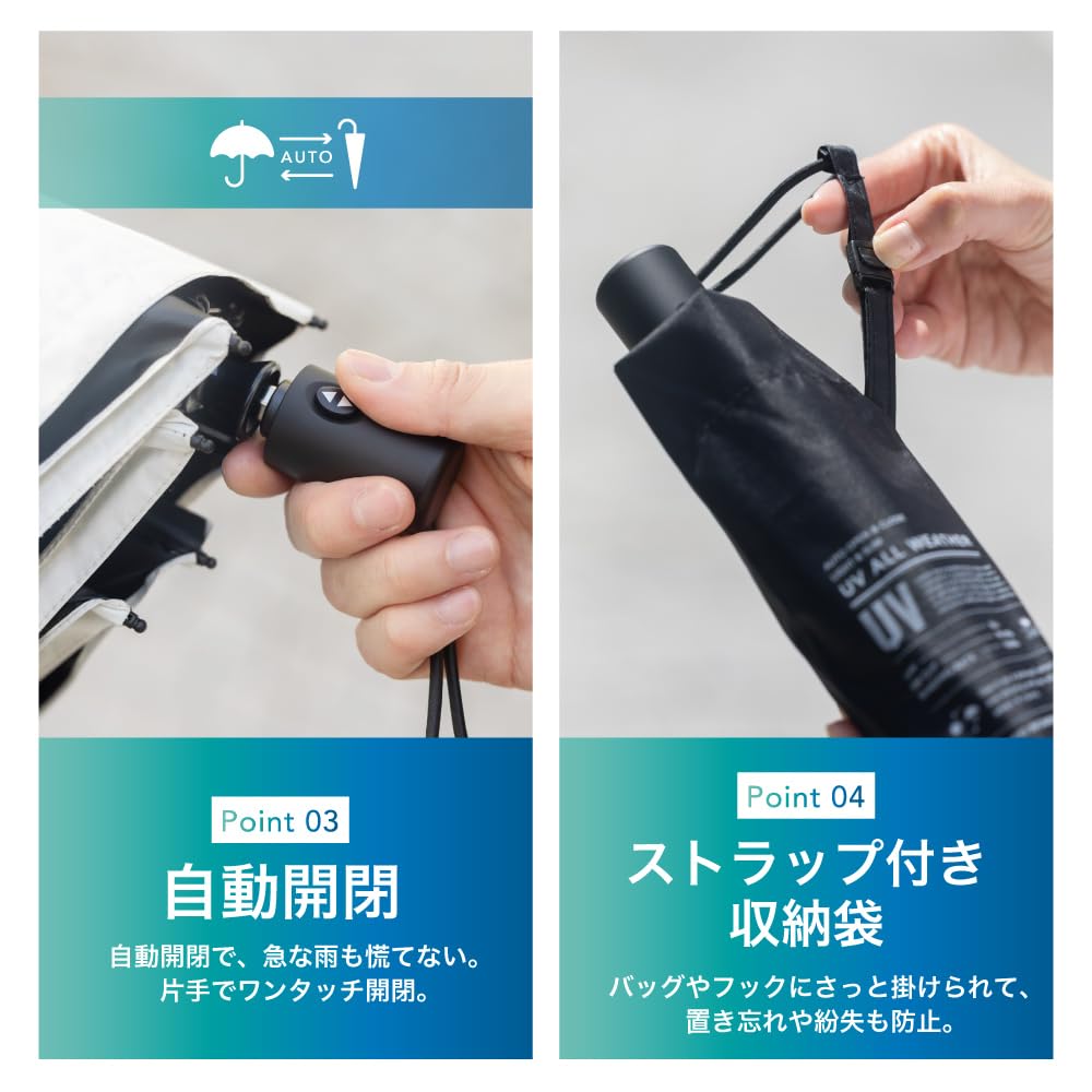 Tobest Folding Parasol with UV Automatic Light UV Suitable for Sun and Heatstroke for Men and Women Ultra-Lightweight Protection, 230g, White,