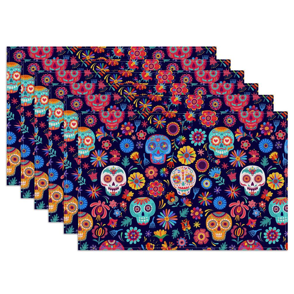 Strawberry Thief William Morris Placemats Set of 6, Floral Bird Washable Linen Place Mat Heat Resistant Non Slip Kitchen Dining Table Mats 12x18 Inch
