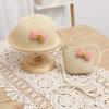 Children's sun hat baby summer straw hat breathable sun protection cute sun hat bag set