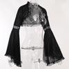 Dark Spring/Summer Lace Bell Sleeve Casual Black Cardigan Top
