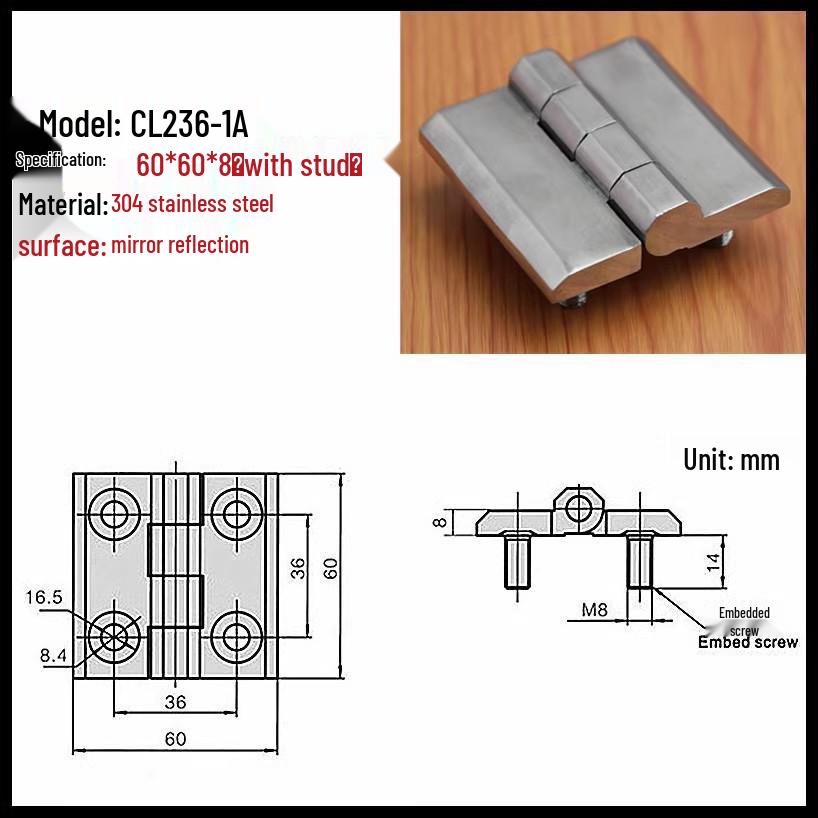 304 Stainless Steel Heavy Duty Industrial Flat Opening Thickened Mechanical Equipment Load-Bearing Hinge