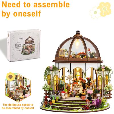 DIY Miniature Dollhouse Kit 1:24 Scale 3D Puzzle Assembly Building Toys W LED Light and Furniture Handmade Furniture DollHouses