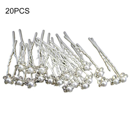 

Свадебные U-образные заколки для волос с имитацией жемчуга, цветка, стразов, заколки для волос, 20 шт.