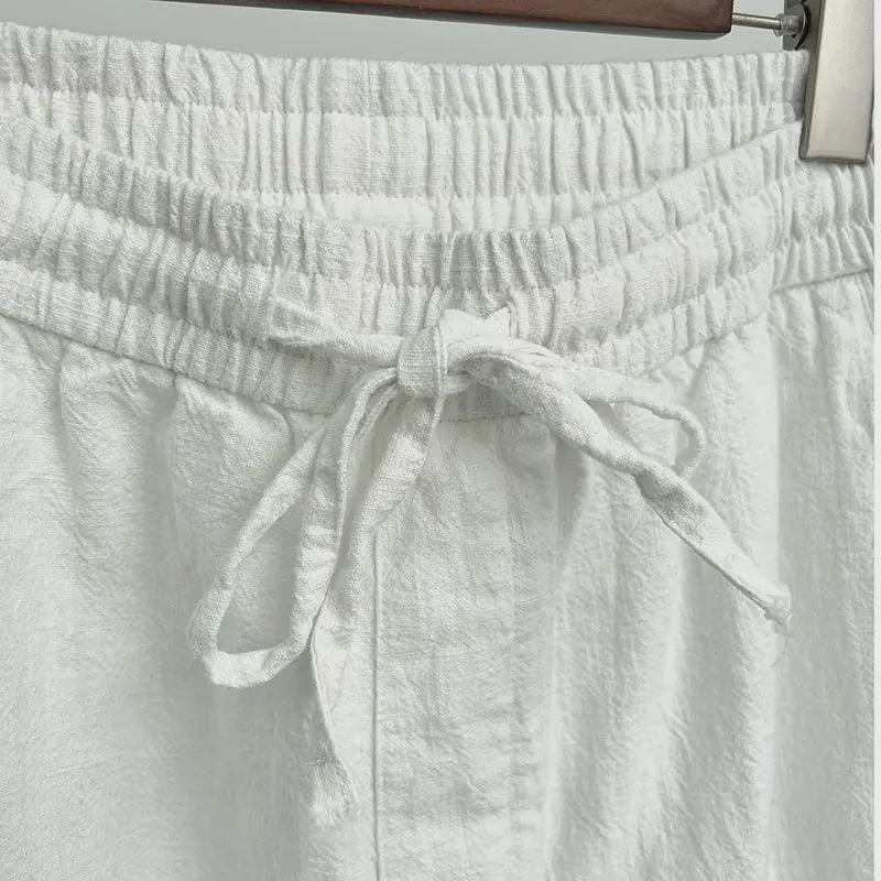 Men's High-End Chinese Style Cotton Linen Pants - Spring/Autumn Thin, Loose, Straight, White Casual Trousers