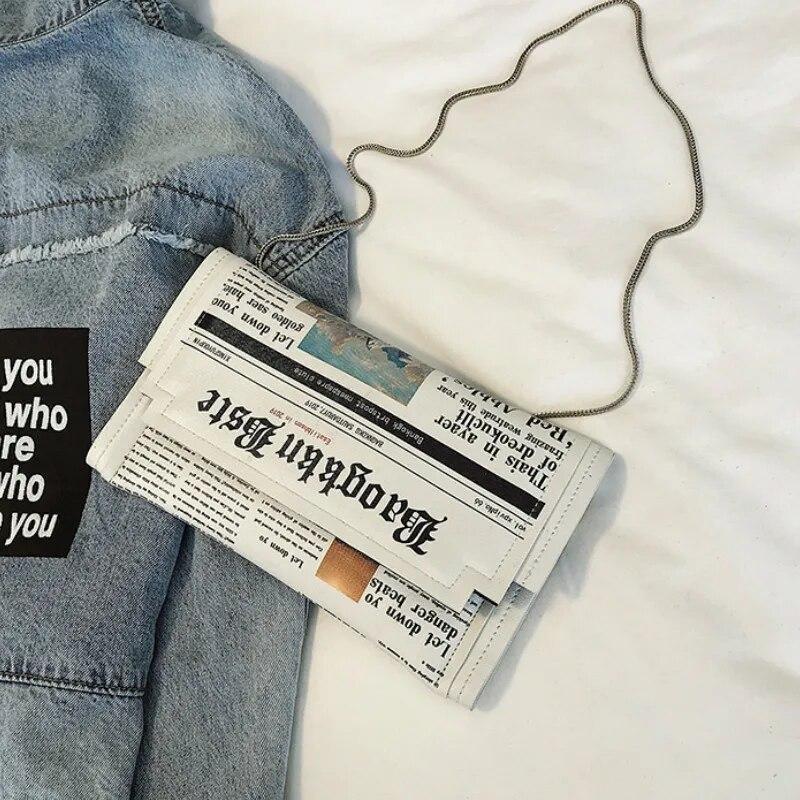 Luxury Designer Women Bags Personality Fashion Shoulder Bags Ladies All-match Messenger Bag Newspaper Modeling Small Square Bag