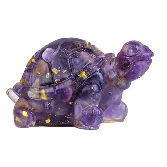 Mini Krystall Skilpadde Statue Reiki Stein Skilpadde Figur Amulett Skilpadde Fengshui Skulptur for Hjemmekontor Skrivebord Hylle Dekorasjon
