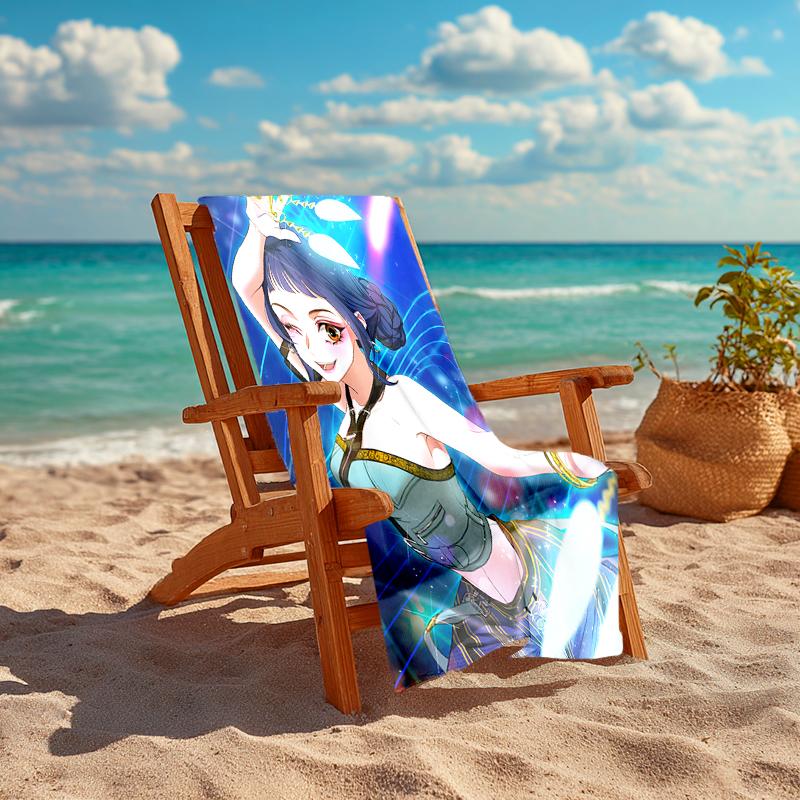 1pc KPop Demon Hunters ZOEY2 Beach Towel, Comfortable and Thick, and Swimming/Bath/Picnic/Camping Towel, Suitable for Seaside Beaches