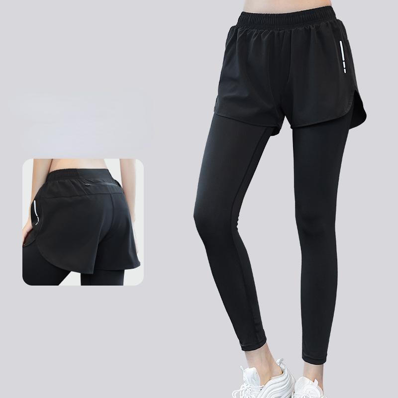 

Весенне-осенние каникулы, спортивные штаны из двух частей, женские легкие, быстросохнущие длинные брюки с высокой талией, узкие брюки для йоги, брюки для бега с несколькими карманами для фитнеса M