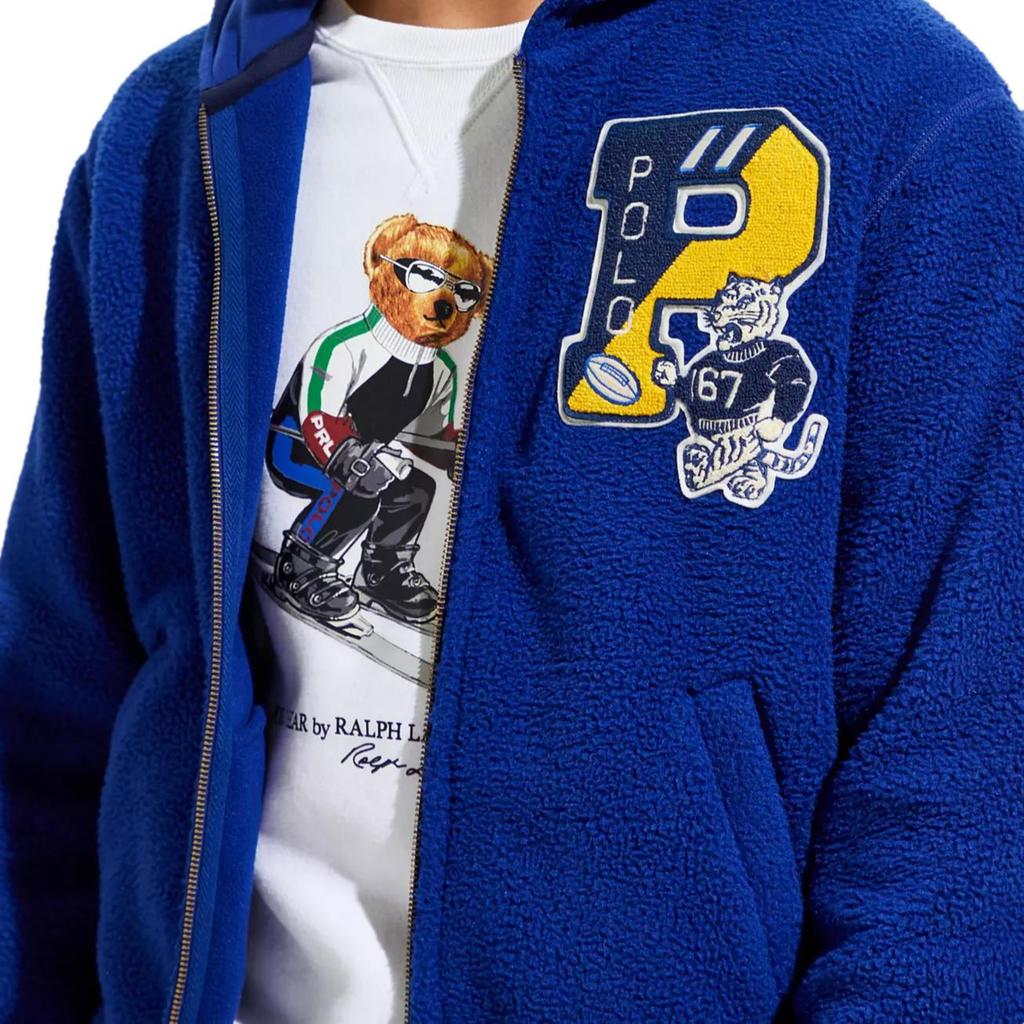 Polo Ralph Lauren Tiger Letter Embroidered Fleece Hooded Baseball Jacket Men Jacket Blue 710775932-001