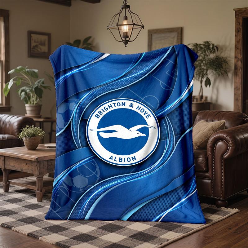 Brighton & Hove Albion Football Print Flannel Blanket Soft Warm Sofa Bed Throw Blanket For Home Office Bedroom