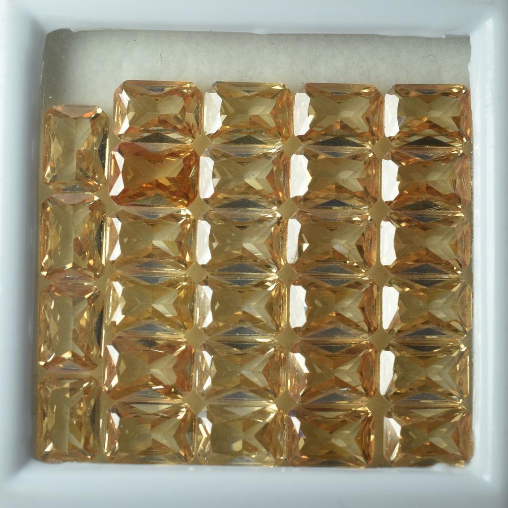 51 Pcs Lot Natural Peach Sapphire Emerald Cut 7x5mm Certified Loose Gemstones