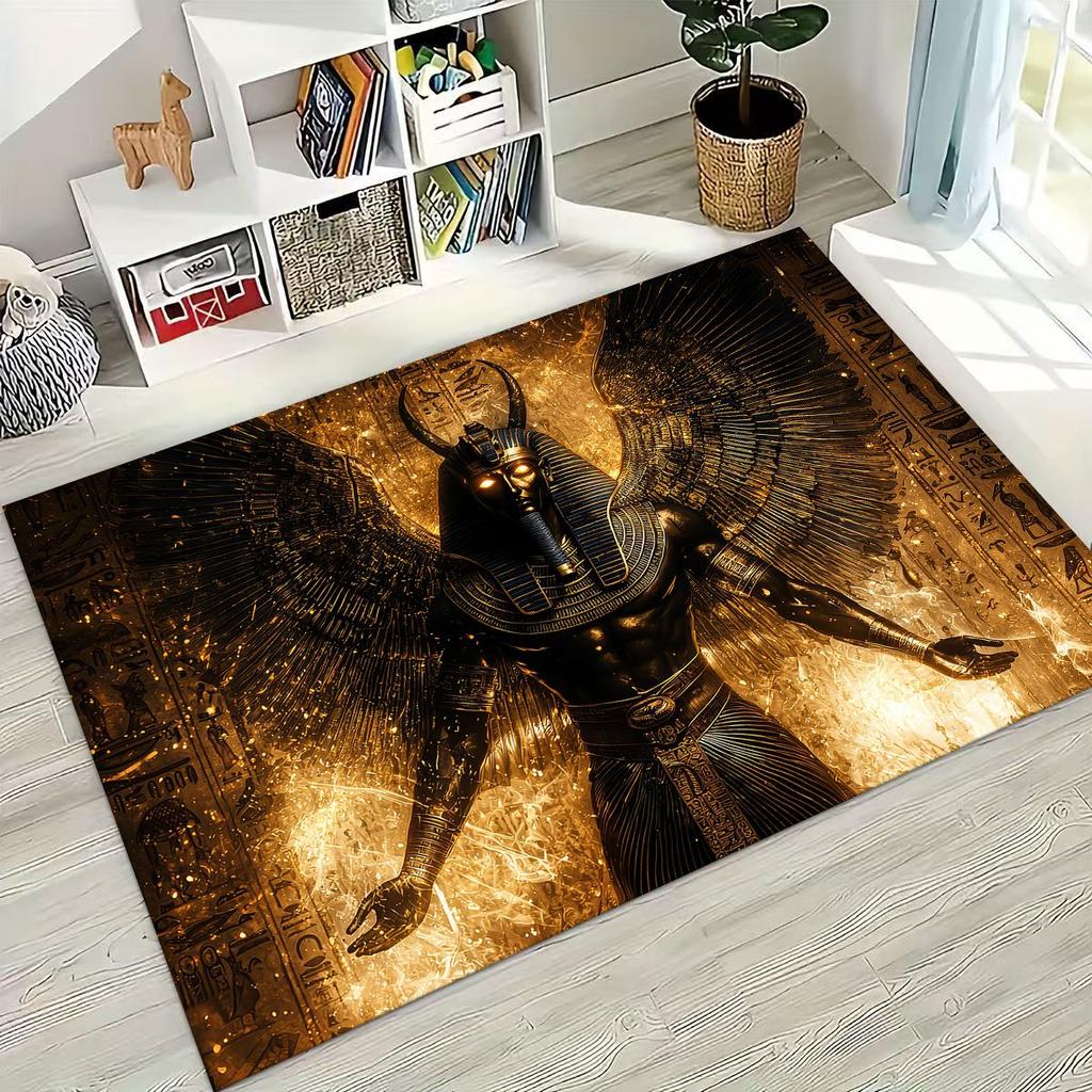 Ancient Egyptian God Dead Anubis Pharaoh Tutankhamun Mask Rug for Bedroom Living Room Sofa Home Doormat Decor,Non-slip Floor Mat
