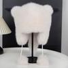 Thickened Winter Hats for Women Keep Warm Cute Faux Fur Raccoon Tail Plush Hat Hat Winter Warm Brim Cap with Tail Cute Cat Ears Fur Bomber Hats
