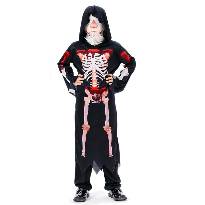 Costume da Morte di Halloween per Bambino Ragazzo Ragazza, Include Veste, Falce, Maschera, Guanto