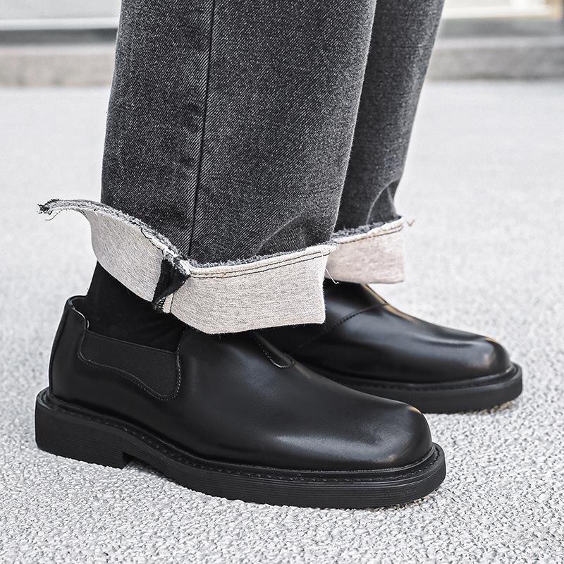 Men's Leather Shoes New Autumn Niche British Casual Men's Shoes Thick Sole Heightening Big Head Derby Tide Shoes 68661-J