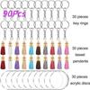 90 Peças Acrílico Transparente Discos Circulares Conjunto Chaveiro Acrílico Redondo Peças Brutas DIY Artesanato Acessórios Chaveiro Charms