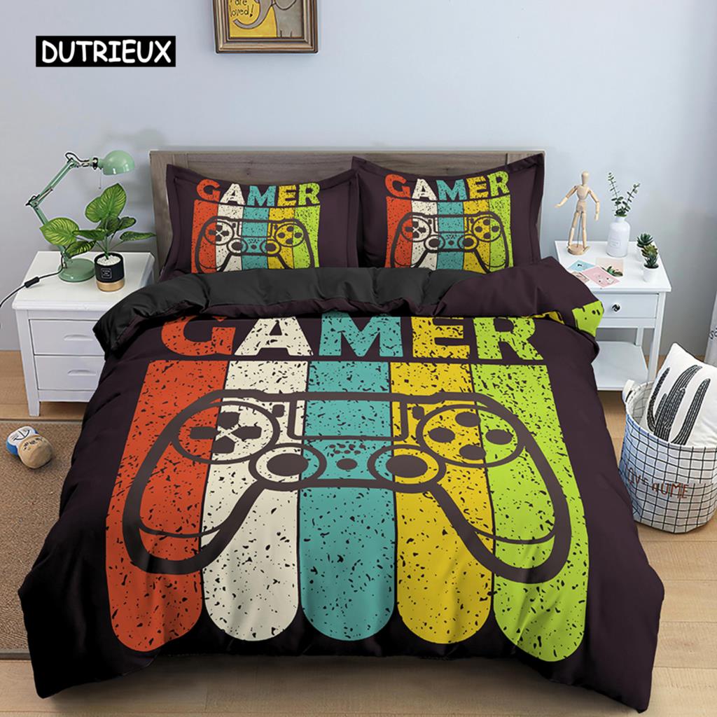 Game Bedding Set Soft Duvet Cover Set Comfoter Bedding Quilt Cover with Pillowcase Kids Polyester Bedding Set Queen King Size