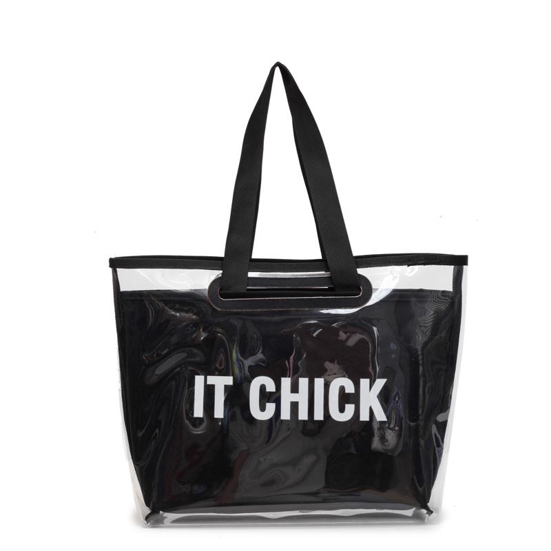 

Новая водонепроницаемая женская ПВХ пляжная сумка, большая вместимость, многофункциональная холщовая женская сумка-тоут, подходит для путешествий, поездок на работу чёрный