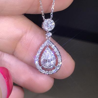 Gerçek 925 Ayar Gümüş 45 cm Kolye Pırlanta Kolye Kadınlar İçin Düğün Bizuteria Beyaz Topaz Değerli Taş Gümüş 925 Takı