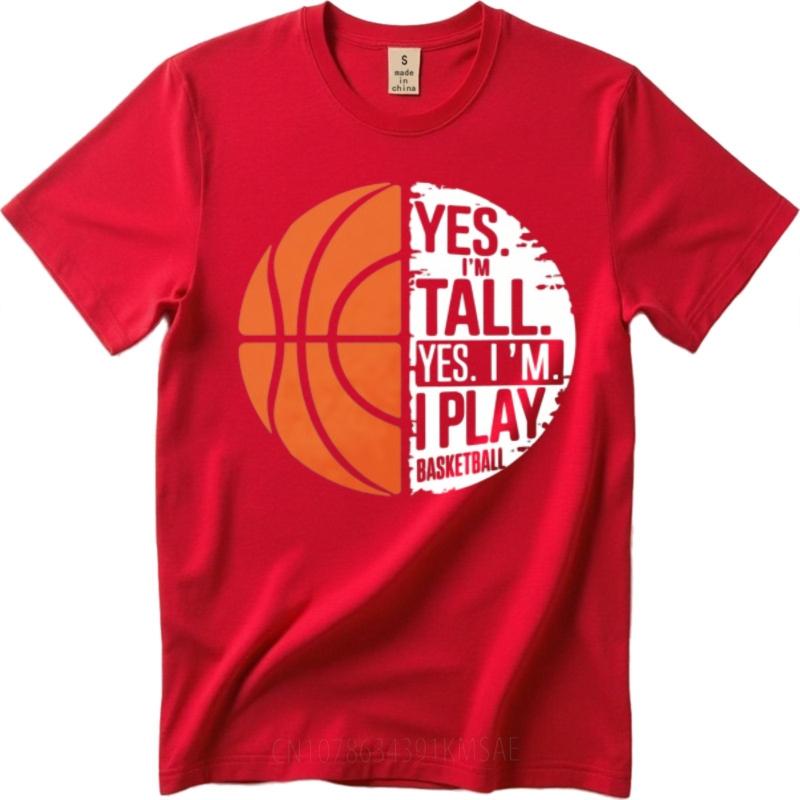 Футболки для мужчин С принтом Для нее Футболка с круглым вырезом Хлопок Да, я высокий Да, я играю в баскетбол Аниме Для него Топы Модная футболка S